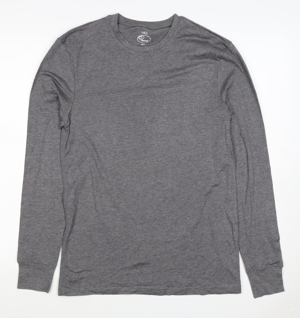 Marks and Spencer Men's Grey Small Thermal Long Sleeve Basic T-Shirt