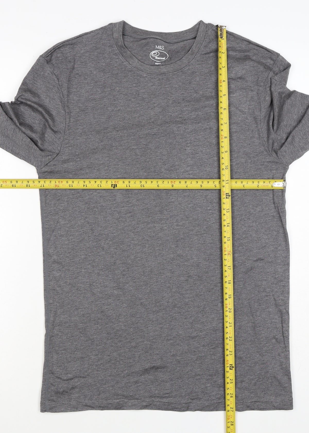 Marks and Spencer Men's Grey Small Thermal Long Sleeve Basic T-Shirt