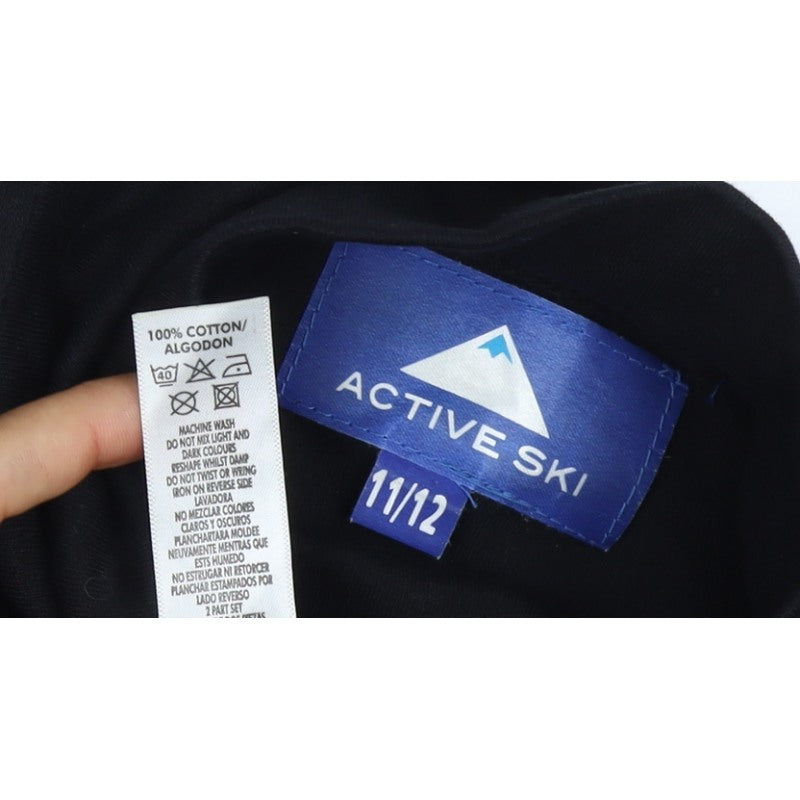 Active Ski Boys Black 11-12 Years Cotton Long Sleeve High Neck Basic Top