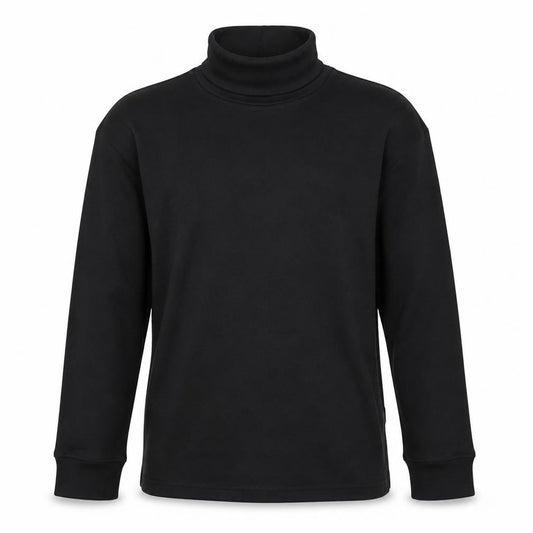 Active Ski Boys Black 11-12 Years Cotton Long Sleeve High Neck Basic Top