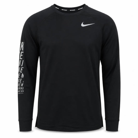 Nike Men's Black M Dri-FIT Running Long Sleeve Logo T-Shirt