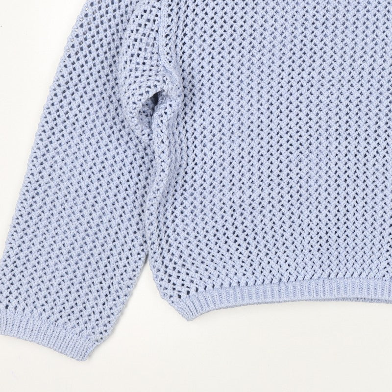 Marks and Spencer Women Blue M Open Knit Crew Neck Pullover Jumper