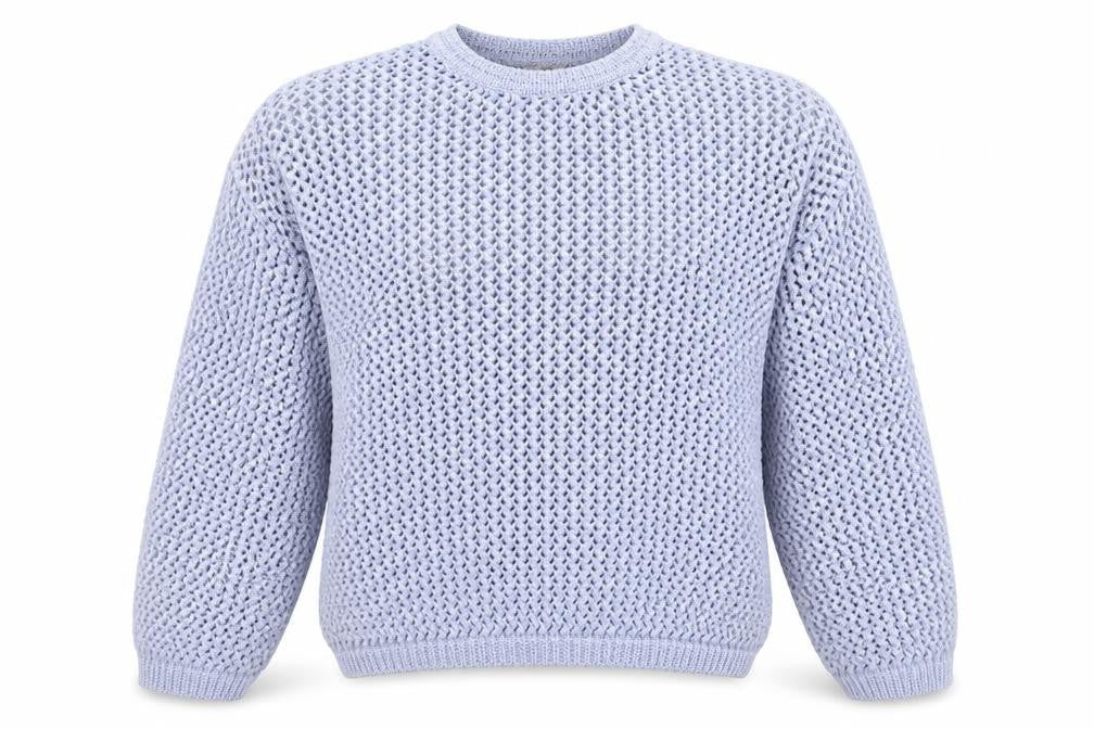 Marks and Spencer Women Blue M Open Knit Crew Neck Pullover Jumper