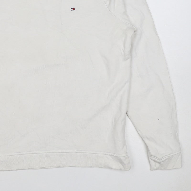 Tommy Hilfiger Men’s White M Crew Neck Logo Pullover Sweatshirt