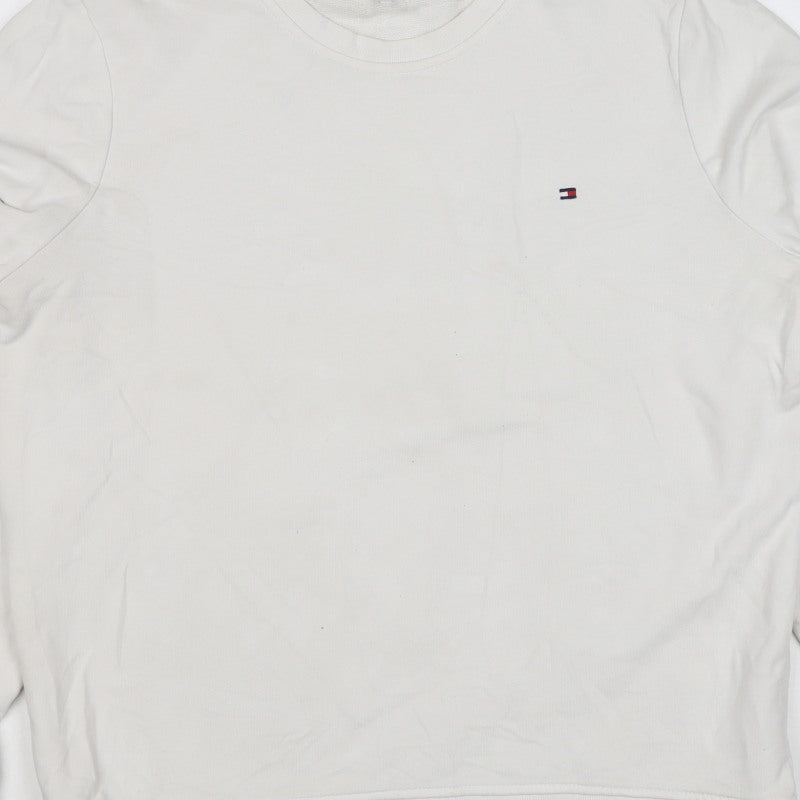 Tommy Hilfiger Men’s White M Crew Neck Logo Pullover Sweatshirt