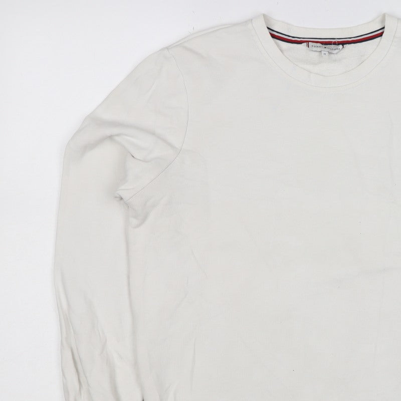 Tommy Hilfiger Men’s White M Crew Neck Logo Pullover Sweatshirt
