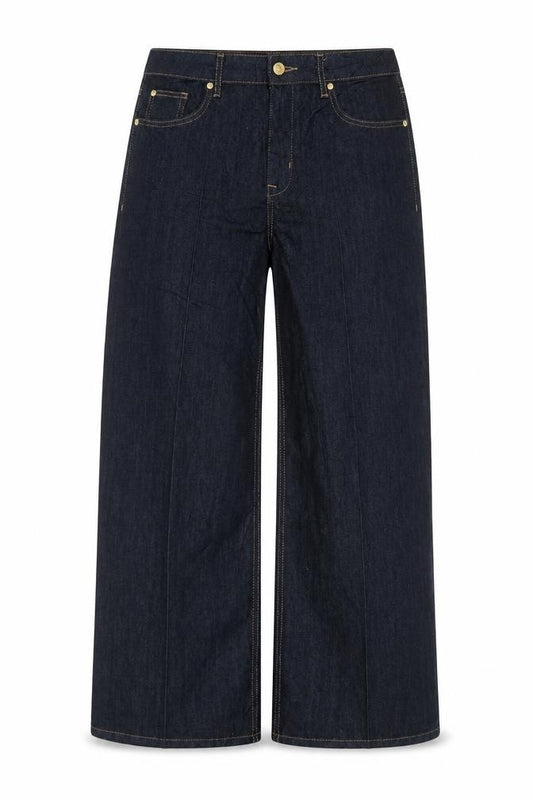 M&S Women’s Blue Wide-Leg Jeans Size 14 Regular Dark Wash Stretch