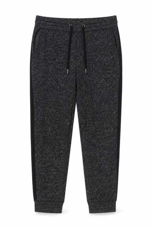 Marks & Spencer Women Black Marl Jogger Trousers UK 12 Drawstring Pockets