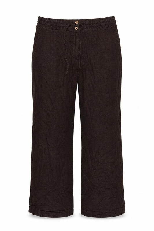 Next Women’s Brown Linen Blend Trousers UK 18 Long Straight Leg