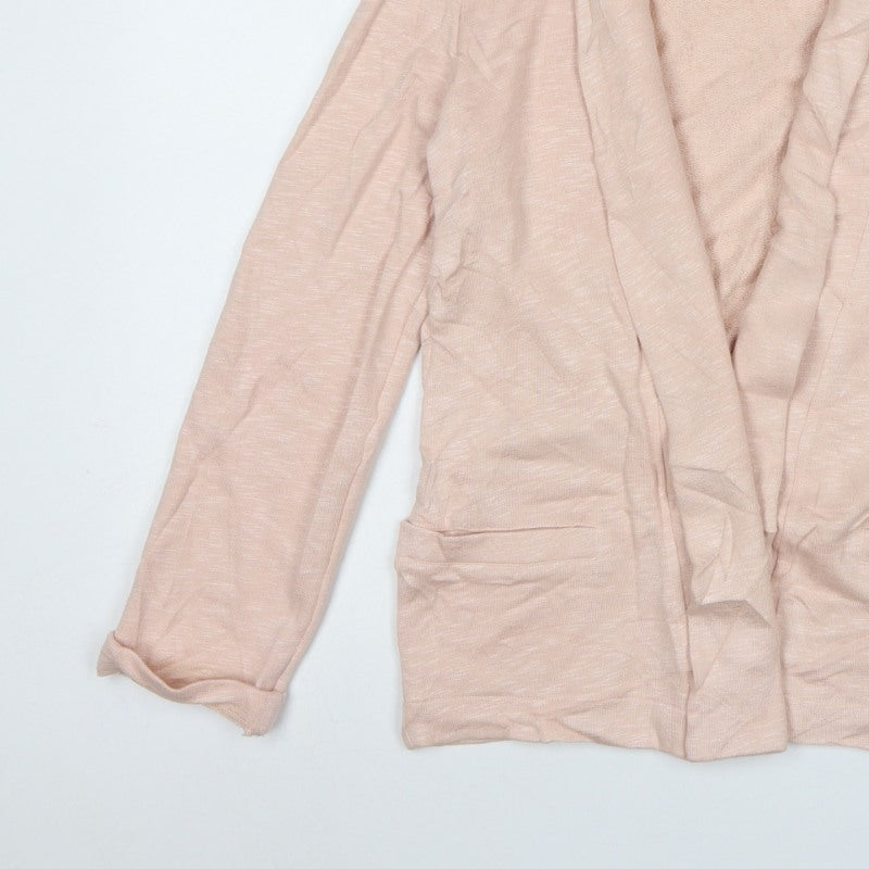 Oasis Women Pink M Open Front Cotton Viscose Cardigan Pockets