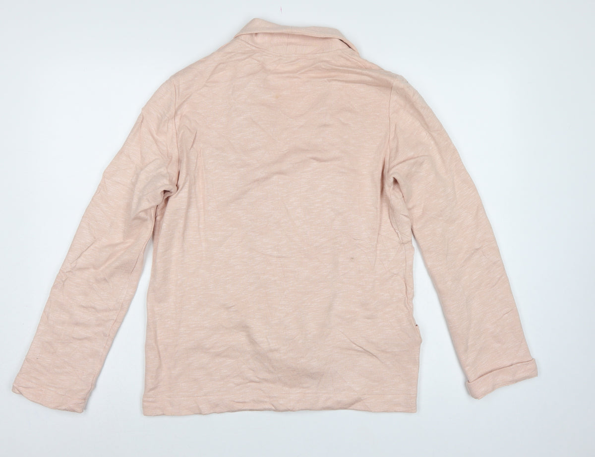 Oasis Women Pink M Open Front Cotton Viscose Cardigan Pockets