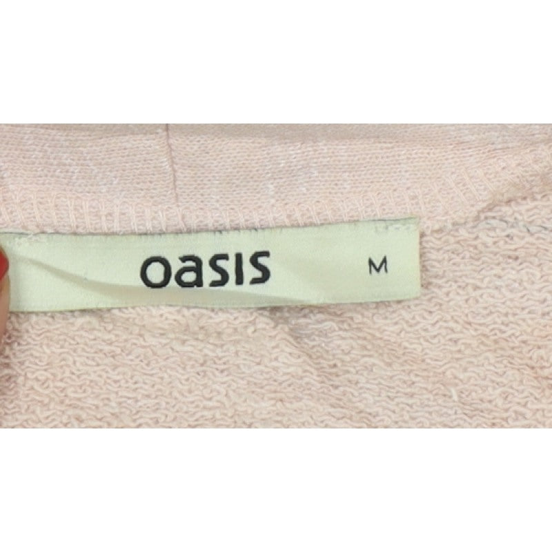 Oasis Women Pink M Open Front Cotton Viscose Cardigan Pockets