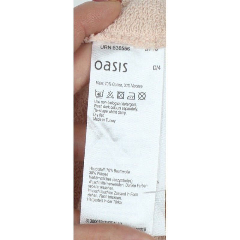Oasis Women Pink M Open Front Cotton Viscose Cardigan Pockets