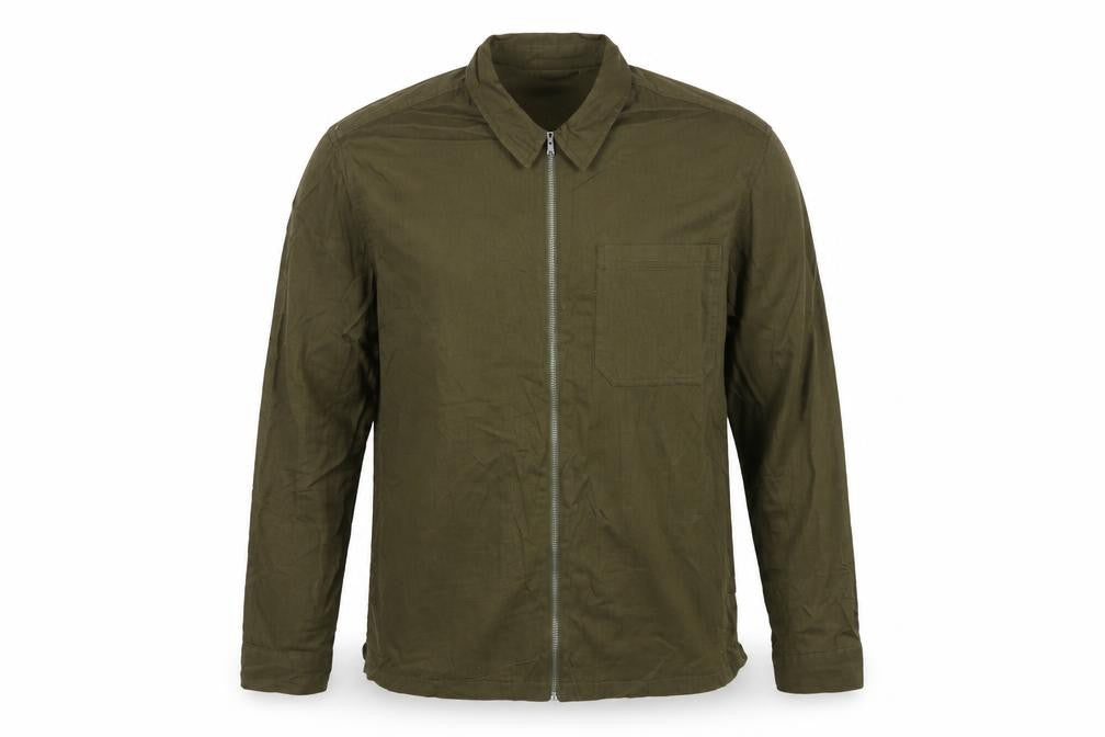 Topman Men's Green L Basic Jacket Embroidered Floral Cotton Zip Overshirt