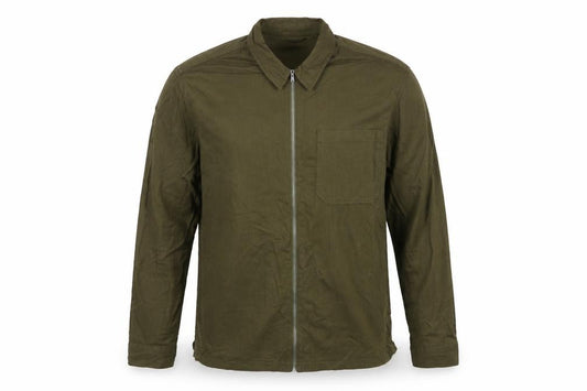 Topman Men's Green L Basic Jacket Embroidered Floral Cotton Zip Overshirt