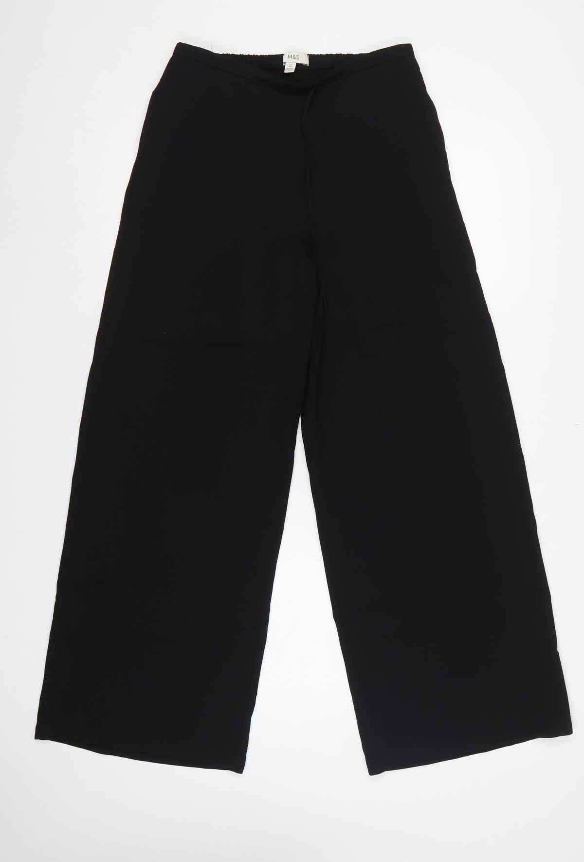 Marks and Spencer Women's Black UK 10 Wide-Leg Pull-On Trousers