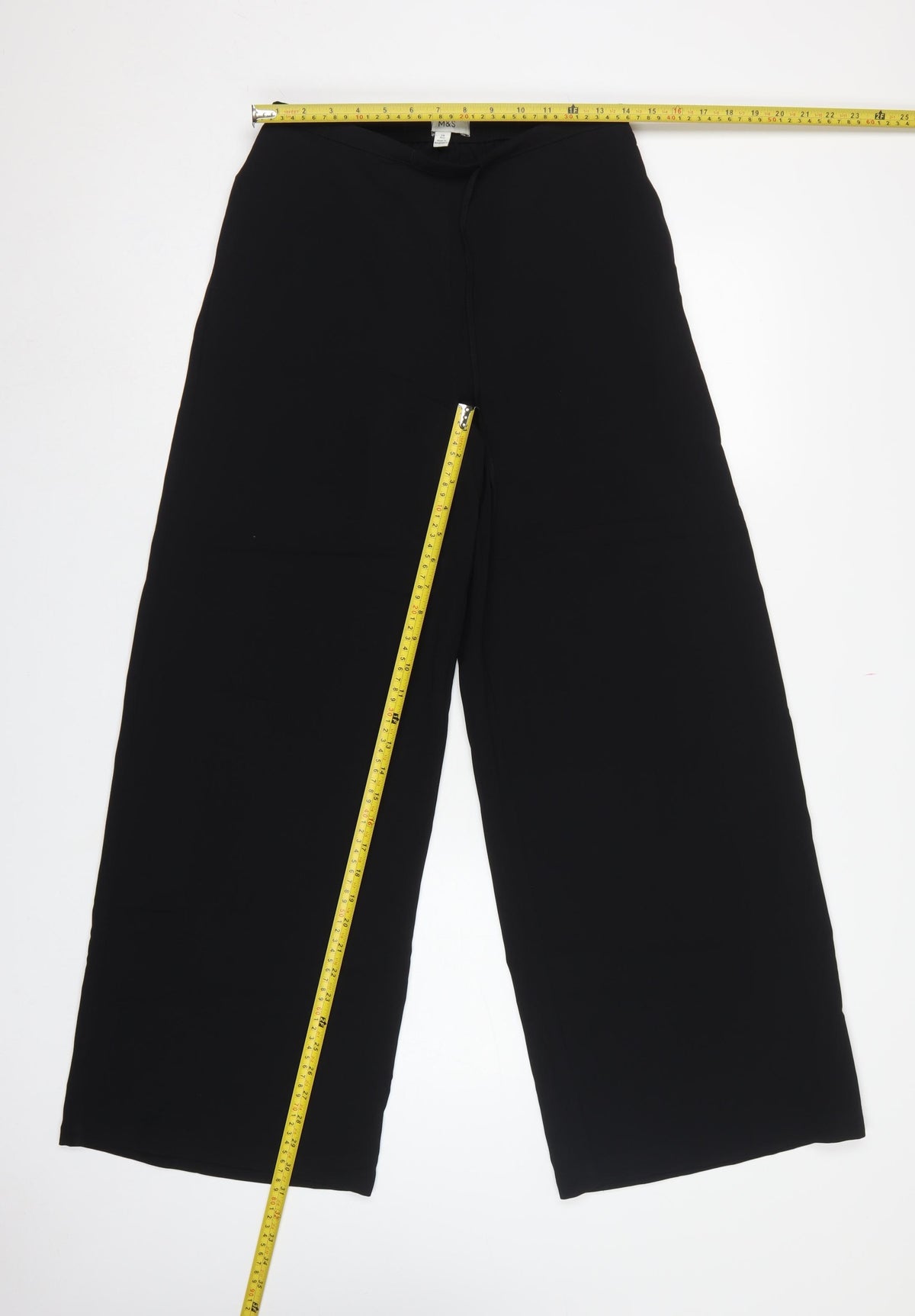Marks and Spencer Women's Black UK 10 Wide-Leg Pull-On Trousers