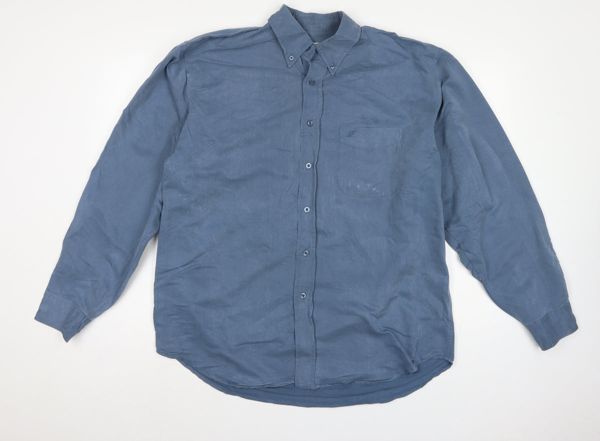 Farah Men’s Blue L Long Sleeve Button-Up Pocket Shirt