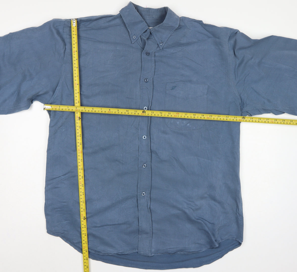 Farah Men’s Blue L Long Sleeve Button-Up Pocket Shirt