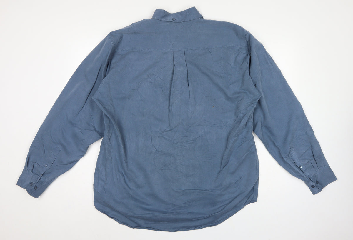 Farah Men’s Blue L Long Sleeve Button-Up Pocket Shirt