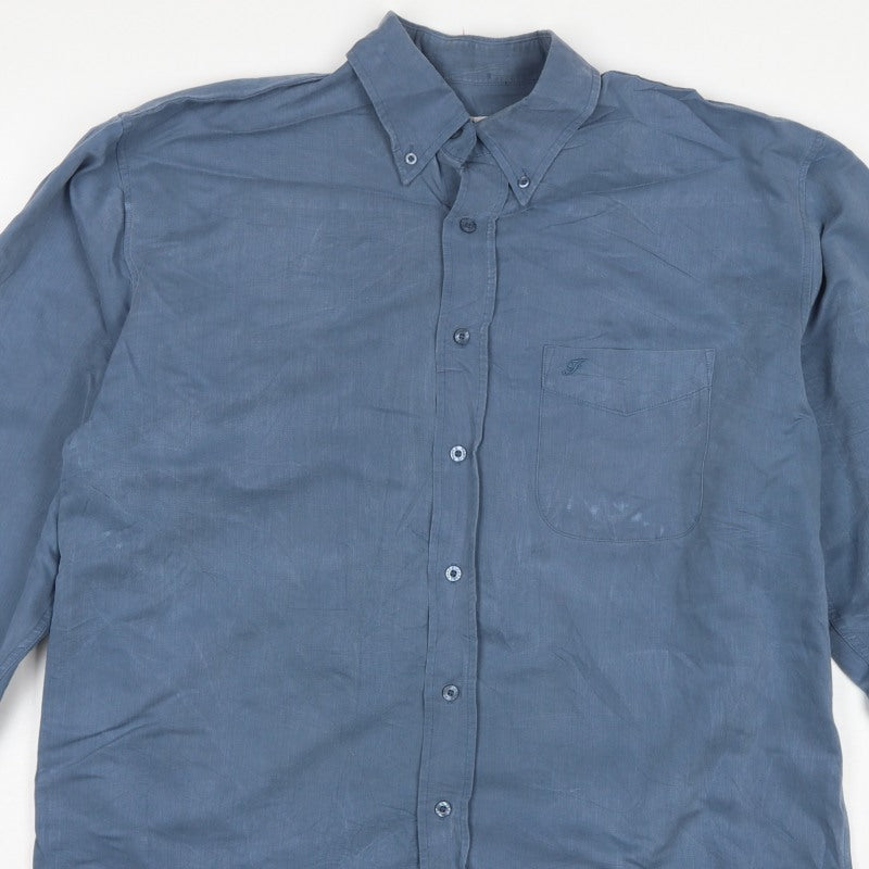 Farah Men’s Blue L Long Sleeve Button-Up Pocket Shirt