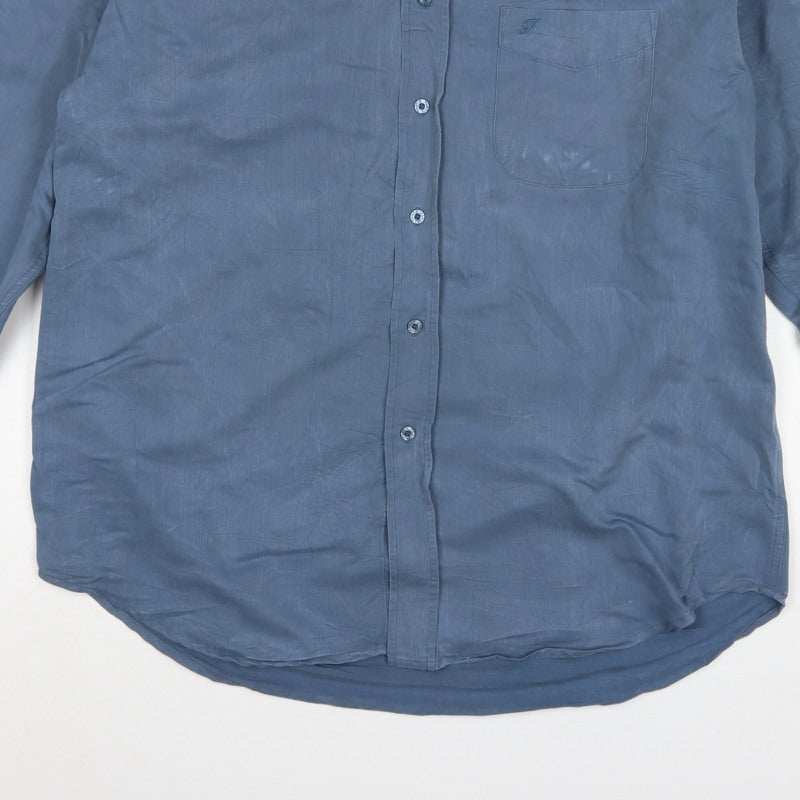 Farah Men’s Blue L Long Sleeve Button-Up Pocket Shirt