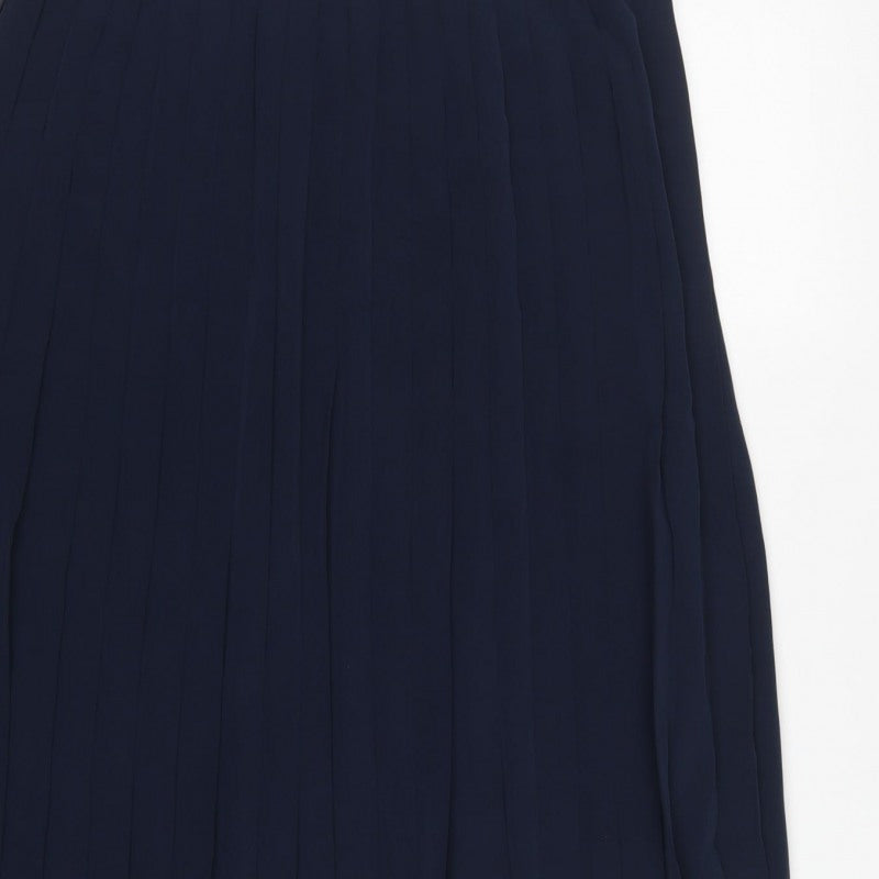 Next Women Navy UK 16 Long Pleated Polyester Skirt