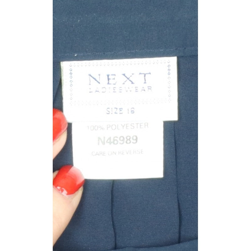 Next Women Navy UK 16 Long Pleated Polyester Skirt
