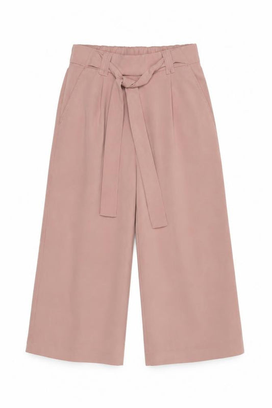 New Look Women Pink UK 6 Petite Cropped Wide-Leg Belted Trousers
