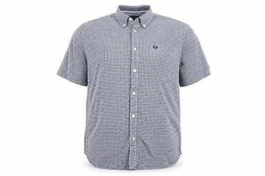 Lincoln Men's Blue Check 2XL Short Sleeve Button-Up Shirt