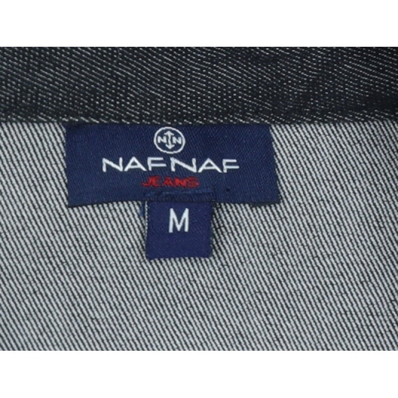 Naf Naf Women’s Grey Denim Zip Jacket Size M Slim Fit