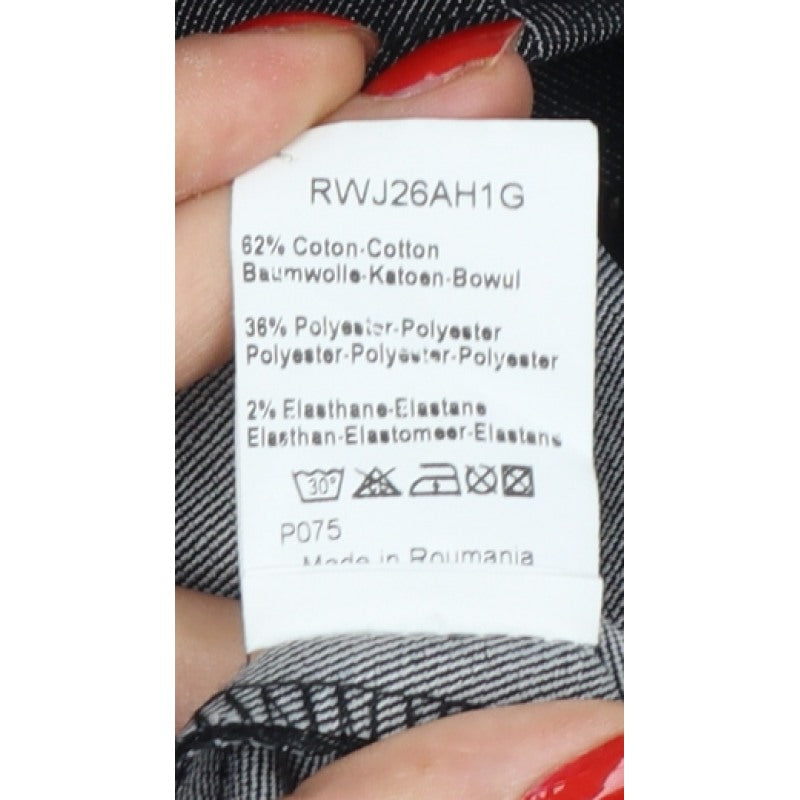 Naf Naf Women’s Grey Denim Zip Jacket Size M Slim Fit