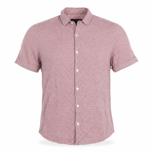 Topman Men’s Red Geometric Print Slim Fit Short Sleeve Shirt M