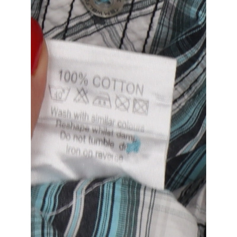 Tom Wolfe Men Blue L Plaid Short Sleeve Button-Up Graphic Shirt