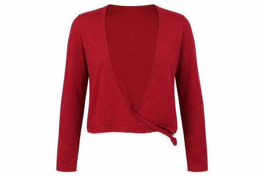 Oui Basics Women Red UK 12 V-Neck Tie Wrap Knit Cardigan