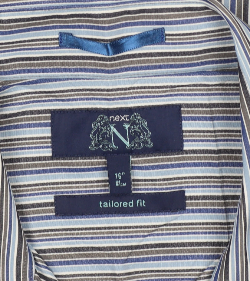 Next Men’s Multicolour Striped Tailored Fit Cotton Shirt 16 41cm