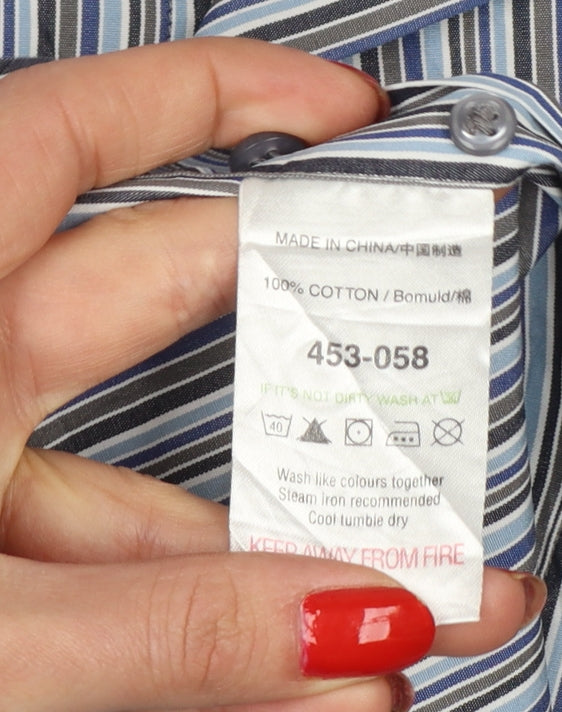Next Men’s Multicolour Striped Tailored Fit Cotton Shirt 16 41cm