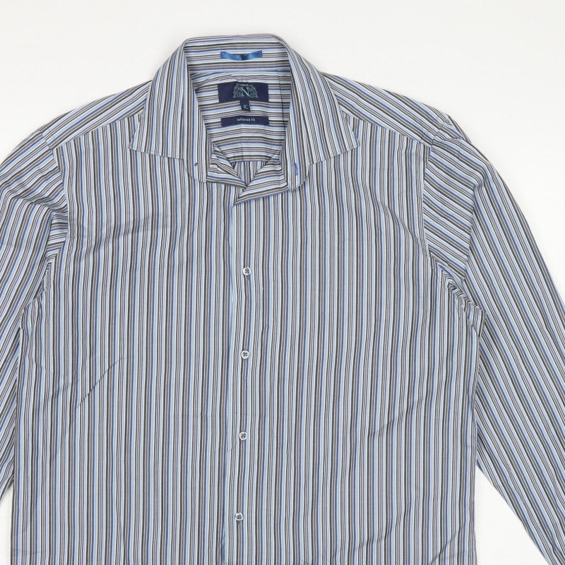 Next Men’s Multicolour Striped Tailored Fit Cotton Shirt 16 41cm