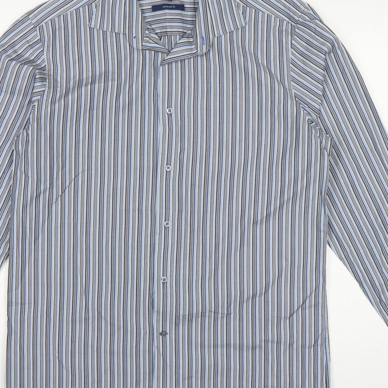 Next Men’s Multicolour Striped Tailored Fit Cotton Shirt 16 41cm