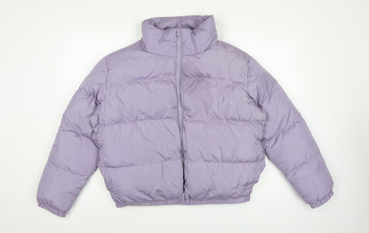 Threadbare Women Purple UK 12 Cropped Puffer Jacket Quilted