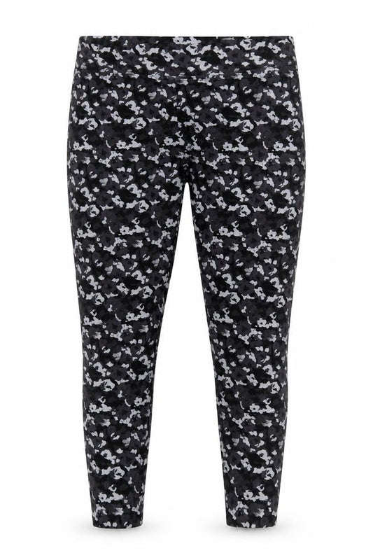 Marks and Spencer Women Black Grey Floral Stretch Leggings UK 18
