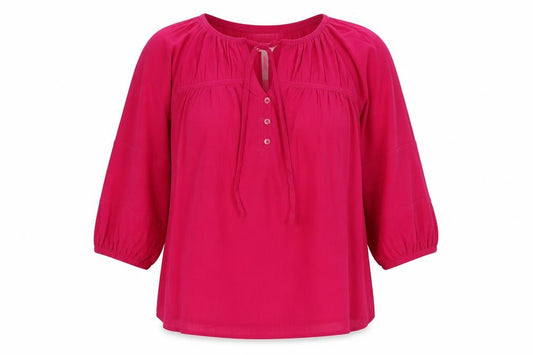 Per Una Women Pink UK 14 Chiffon Tunic Blouse 3/4 Balloon Sleeve