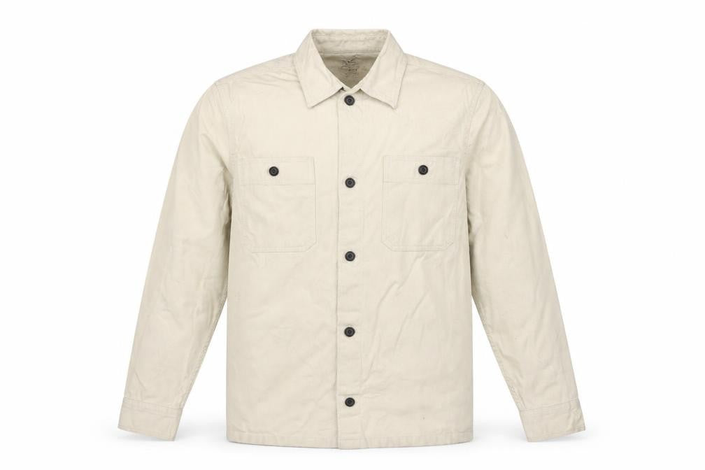 Marks & Spencer Men Ivory S Cotton Button Overshirt Basic Jacket