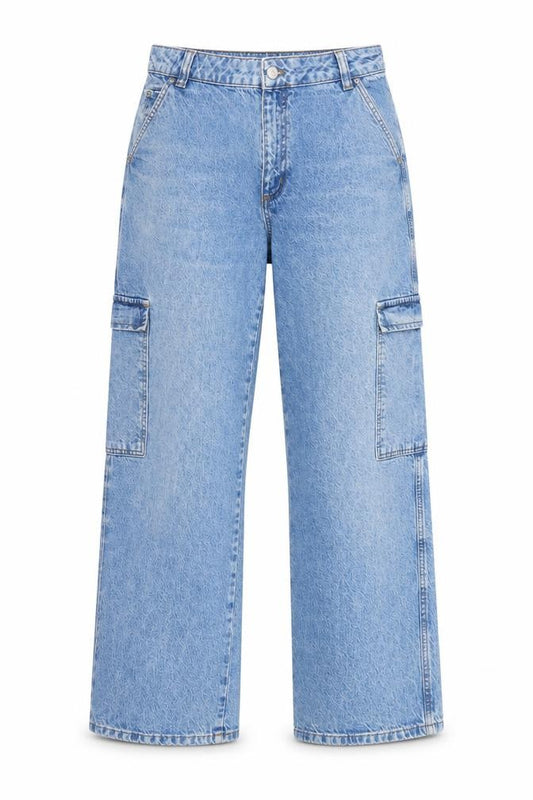 ASOS Design Women Blue UK 10 Wide-Leg Cargo Jeans W28 L32