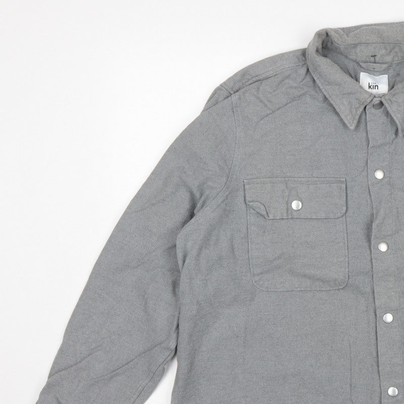 Kin Men’s Grey Cotton Twill Overshirt Jacket 2XL Snap Front