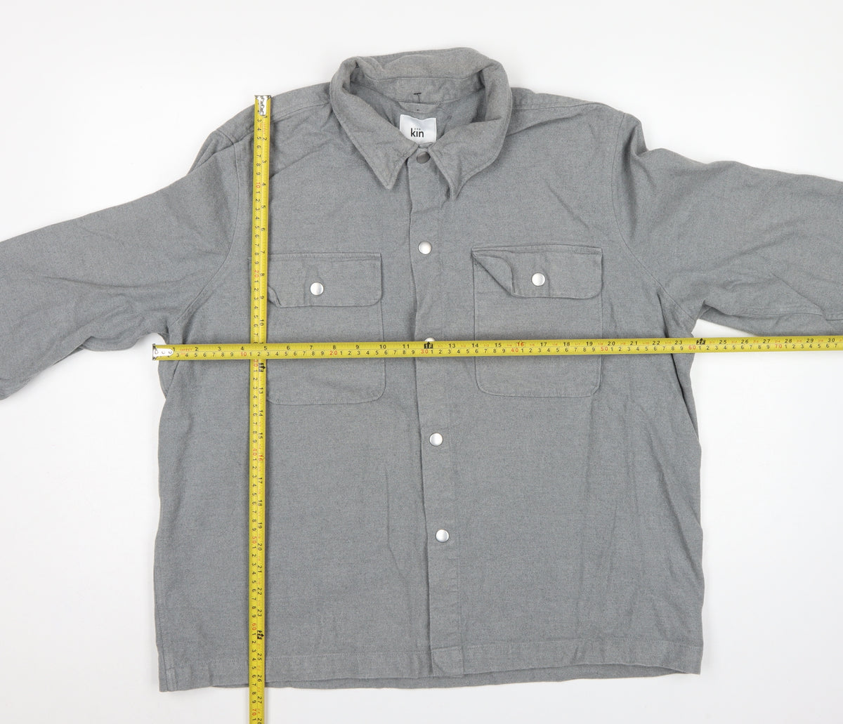 Kin Men’s Grey Cotton Twill Overshirt Jacket 2XL Snap Front
