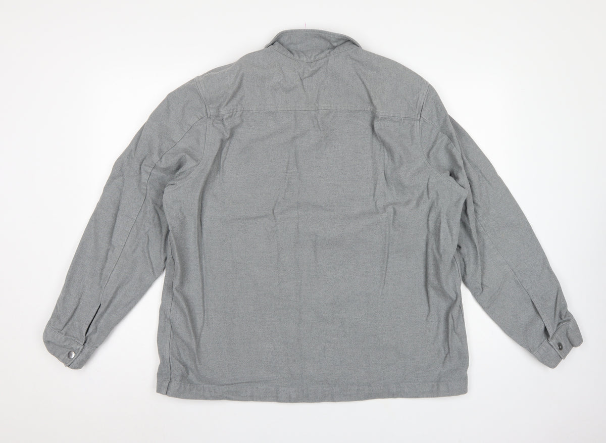 Kin Men’s Grey Cotton Twill Overshirt Jacket 2XL Snap Front