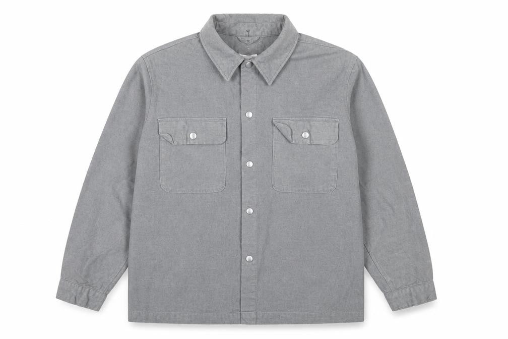 Kin Men’s Grey Cotton Twill Overshirt Jacket 2XL Snap Front