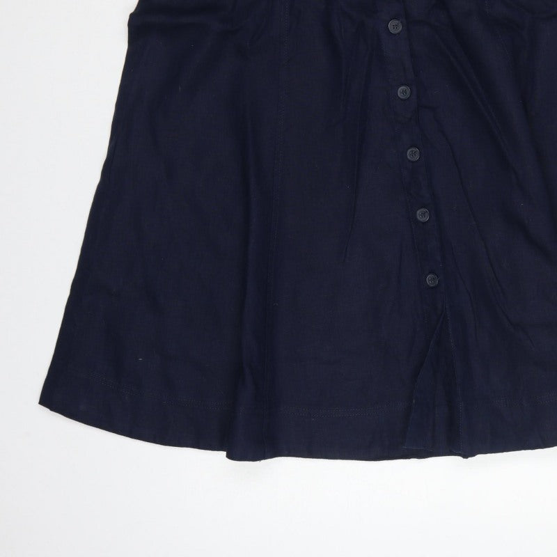 Monsoon Women's Navy UK 12 Long A-Line Button Front Skirt