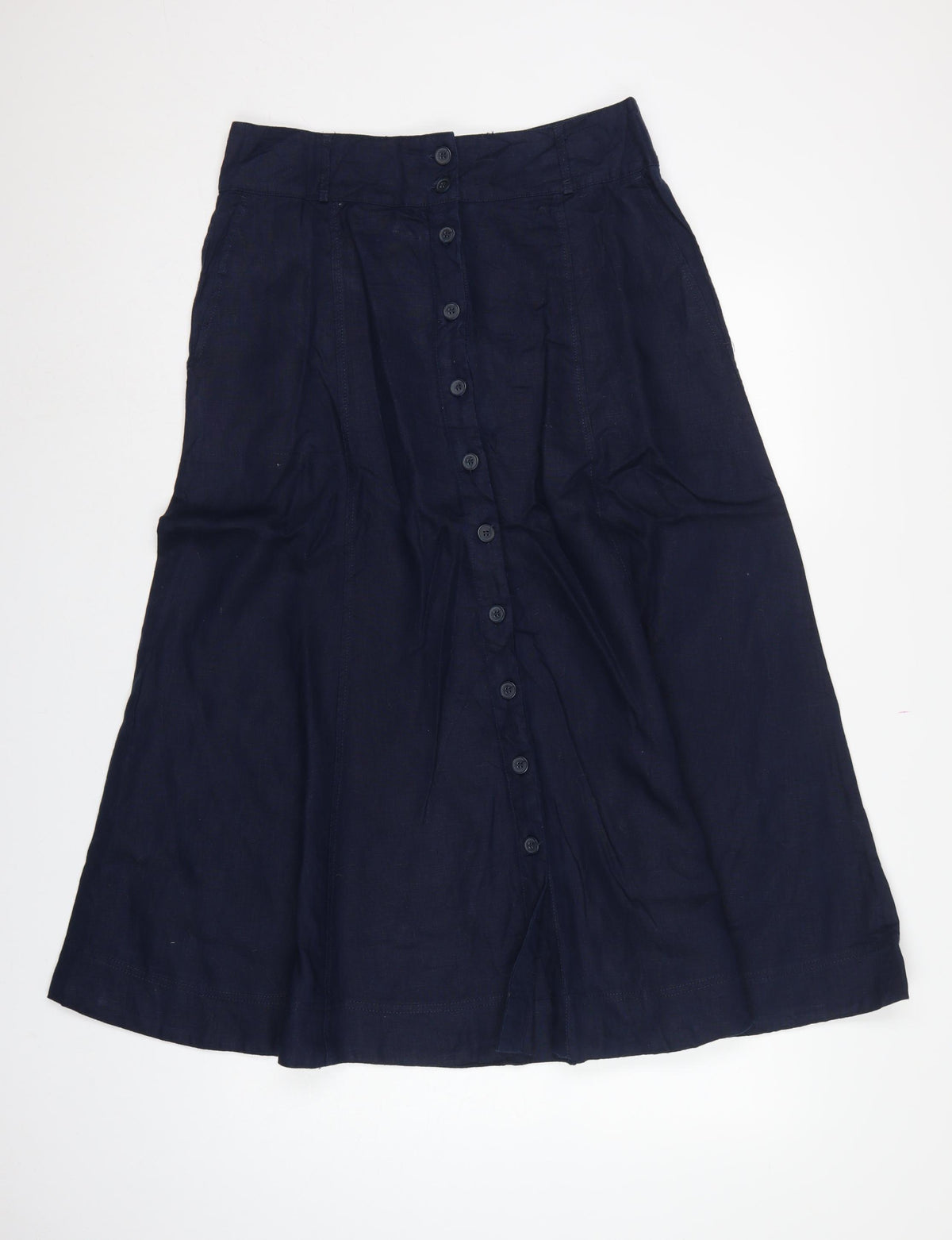 Monsoon Women's Navy UK 12 Long A-Line Button Front Skirt
